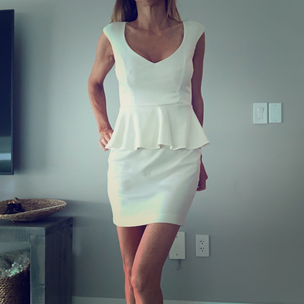 WHITE PEPLUM DRESS